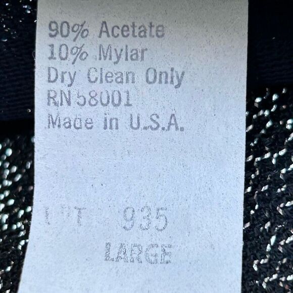 Joanna Sweater Blouse Women's Large Black Sparkly Mylar Blend Smocked Hem - Picture 16 of 16